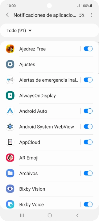 Pulsa el indicador junto a las apps deseadas para activar o desactivar la función. Pulsa el indicador junto a las apps deseadas para activar o desactivar la función.
