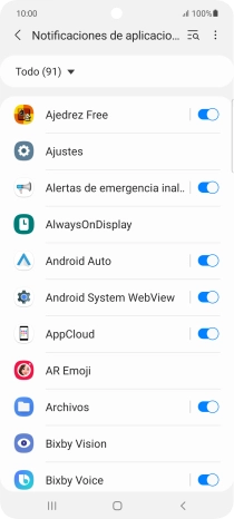 Pulsa el indicador junto a las apps deseadas para activar o desactivar la función. Pulsa el indicador junto a las apps deseadas para activar o desactivar la función.