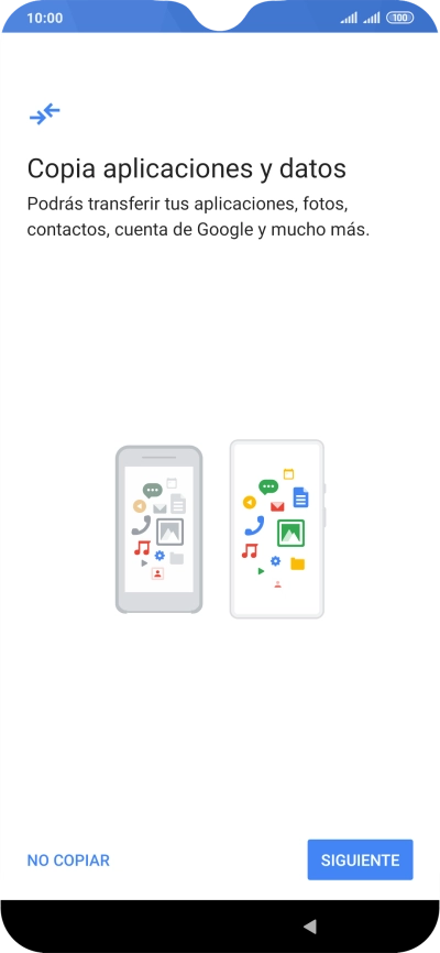 Puedes transferir el contenido de otro teléfono cuando activas tu teléfono por primera vez y cuando lo has restablecido. Cuando aparezca en la pantalla del teléfono esta imagen, ya está listo para la transmisión del contenido del otro teléfono. Puedes transferir el contenido de otro teléfono cuando activas tu teléfono por primera vez y cuando lo has restablecido. Cuando aparezca en la pantalla del teléfono esta imagen, ya está listo para la transmisión del contenido del otro teléfono.