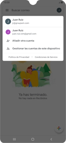 Pulsa la cuenta de correo electrónico deseada. Pulsa la cuenta de correo electrónico deseada.