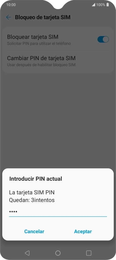 Introduce tu código PIN y pulsa Aceptar. Introduce tu código PIN y pulsa Aceptar.