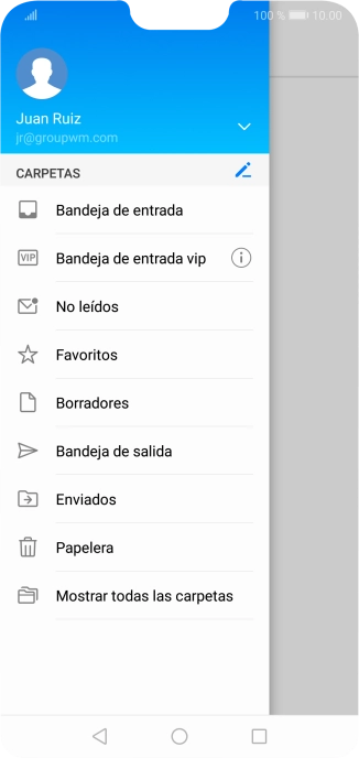 Pulsa la lista desplegable de las cuentas de correo electrónico. Pulsa la lista desplegable de las cuentas de correo electrónico.
