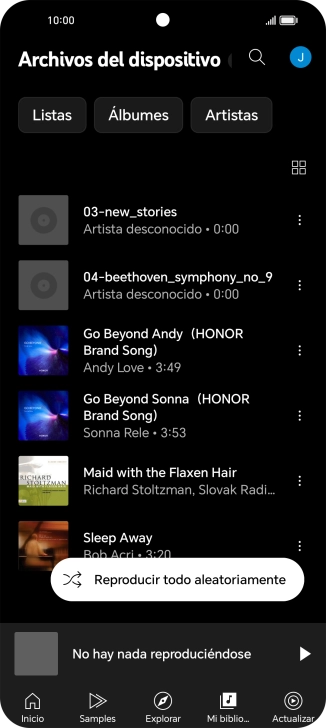 Pulsa el archivo de música deseado. Pulsa el archivo de música deseado.