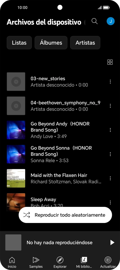 Pulsa el archivo de música deseado. Pulsa el archivo de música deseado.