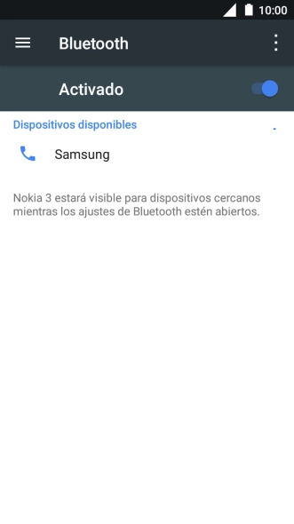 Pulsa el dispositivo Bluetooth deseado y sigue las indicaciones de la pantalla para vincular el dispositivo al teléfono. Pulsa el dispositivo Bluetooth deseado y sigue las indicaciones de la pantalla para vincular el dispositivo al teléfono.