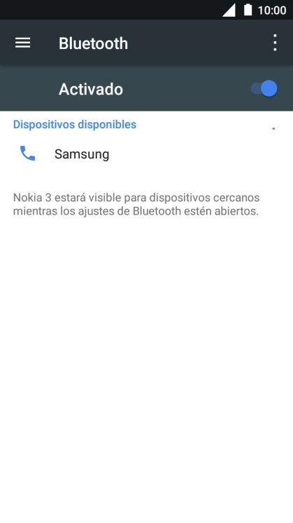 Pulsa el dispositivo Bluetooth deseado y sigue las indicaciones de la pantalla para vincular el dispositivo al teléfono. Pulsa el dispositivo Bluetooth deseado y sigue las indicaciones de la pantalla para vincular el dispositivo al teléfono.