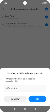 Introduce el nombre deseado de la lista de reproducción y pulsa OK. Introduce el nombre deseado de la lista de reproducción y pulsa OK.