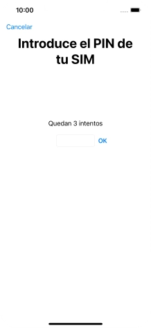 Si es necesario desbloquear la tarjeta SIM, introduce el código PIN y pulsa OK. Si es necesario desbloquear la tarjeta SIM, introduce el código PIN y pulsa OK.