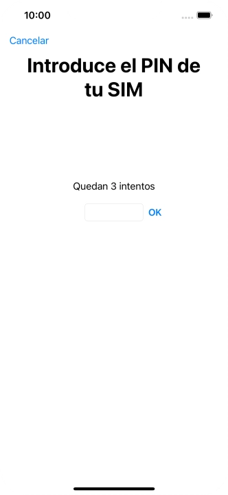 Si es necesario desbloquear la tarjeta SIM, introduce el código PIN y pulsa OK. Si es necesario desbloquear la tarjeta SIM, introduce el código PIN y pulsa OK.