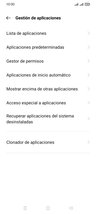 Pulsa Lista de aplicaciones.