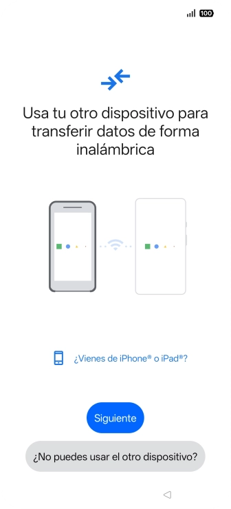 Sigue las indicaciones de la pantalla para transferir contenido desde otro teléfono. Sigue las indicaciones de la pantalla para transferir contenido desde otro teléfono.