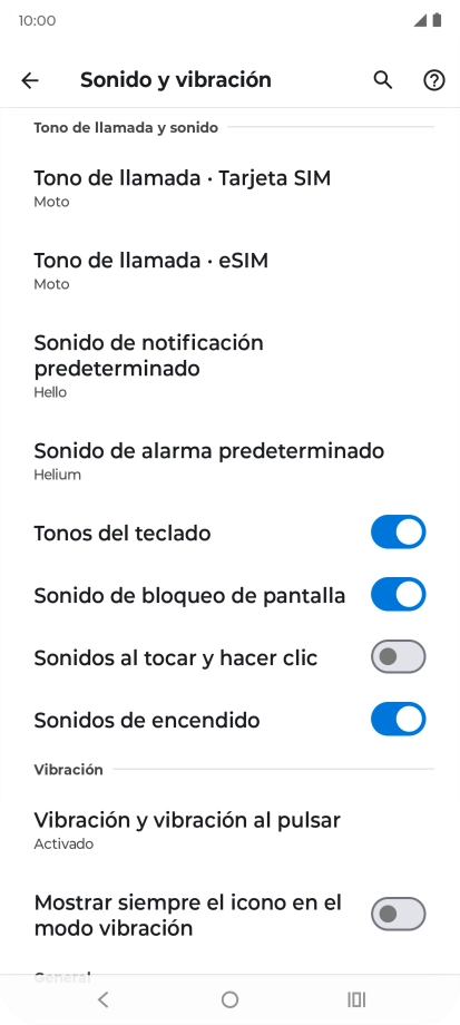 Pulsa Tono de llamada Tarjeta SIM. Pulsa Tono de llamada Tarjeta SIM.