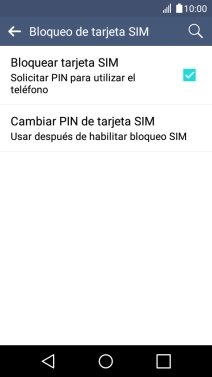 Pulsa Bloquear tarjeta SIM para activar o desactivar la función. Pulsa Bloquear tarjeta SIM para activar o desactivar la función.
