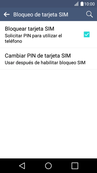 Pulsa Bloquear tarjeta SIM para activar o desactivar la función. Pulsa Bloquear tarjeta SIM para activar o desactivar la función.