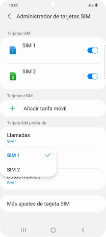 Pulsa la tarjeta SIM deseada. Pulsa la tarjeta SIM deseada.