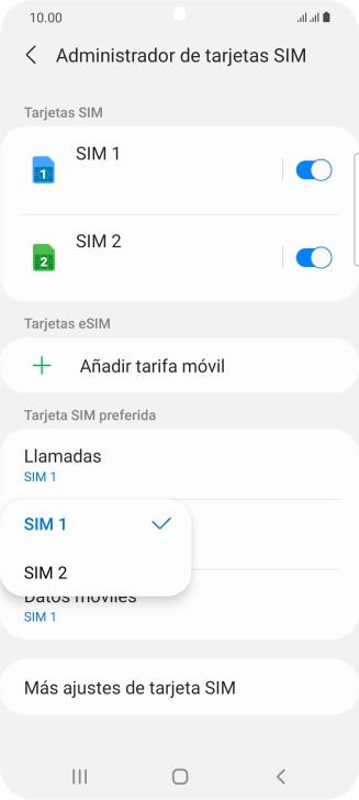Pulsa la tarjeta SIM deseada. Pulsa la tarjeta SIM deseada.