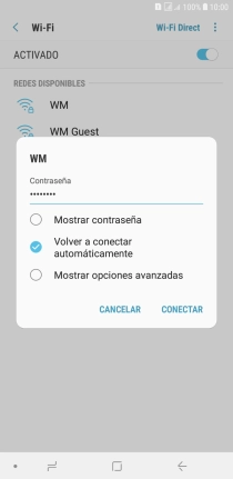 Introduce la contraseña de la red wifi y pulsa CONECTAR.