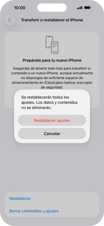 Pulsa Restablecer ajustes. Pulsa Restablecer ajustes.