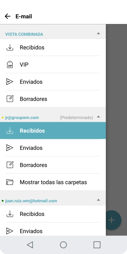 Pulsa Recibidos bajo la cuenta de correo electrónico deseada. Pulsa Recibidos bajo la cuenta de correo electrónico deseada.