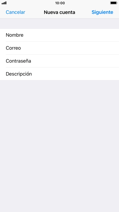 Pulsa Descripción e introduce el nombre de la cuenta de correo electrónico. Pulsa Descripción e introduce el nombre de la cuenta de correo electrónico.