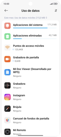 El consumo total de datos del período seleccionado aparece ahora en la pantalla. El consumo total de datos del período seleccionado aparece ahora en la pantalla.