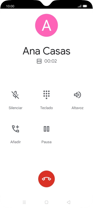 Pulsa el icono de finalizar llamada. Pulsa el icono de finalizar llamada.