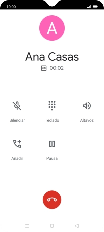 Pulsa el icono de finalizar llamada. Pulsa el icono de finalizar llamada.
