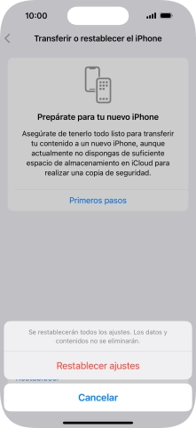 Pulsa Restablecer ajustes. Pulsa Restablecer ajustes.