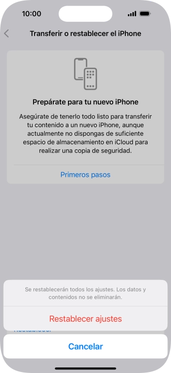 Pulsa Restablecer ajustes. Pulsa Restablecer ajustes.