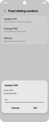 Key in your PIN2 and press OK.