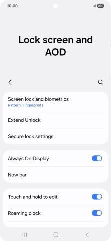 Press Screen lock and biometrics and key in the additional phone lock code you created earlier.