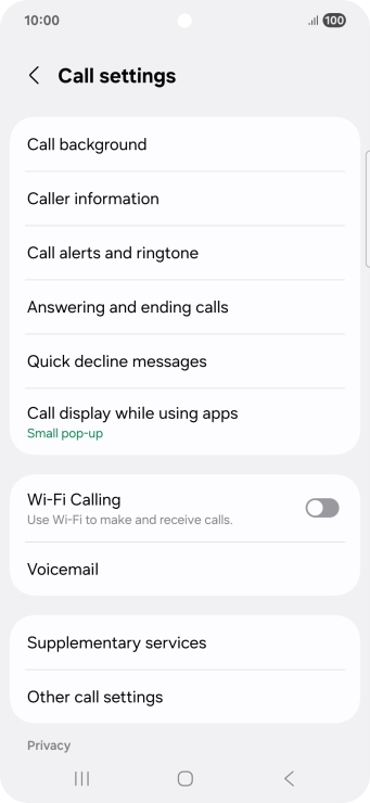 Press Supplementary services.