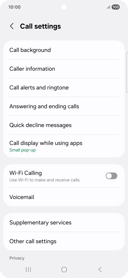 Press Supplementary services.