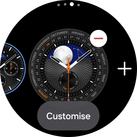 Press the required watch face.