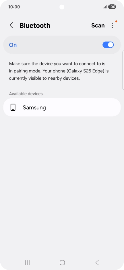 Press the required Bluetooth device and follow the instructions on the screen to pair the device with your phone.