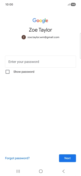 Press Enter your password and key in the password for your Google account.