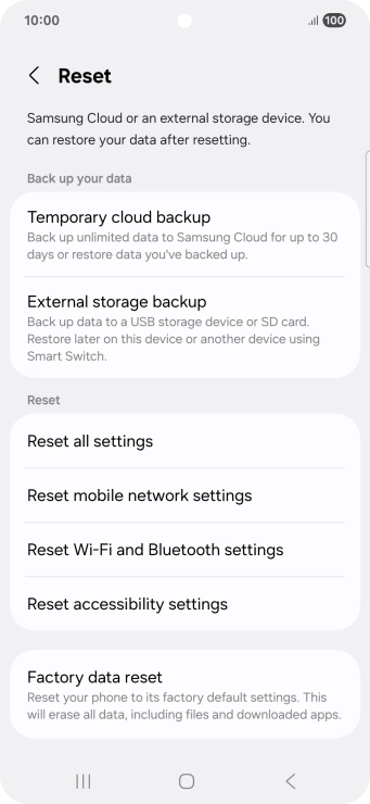 Press Reset mobile network settings.