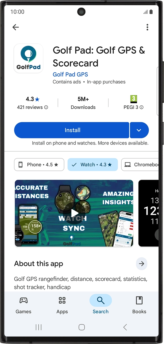On your phone: Press Install and follow the instructions on the screen to install the app.