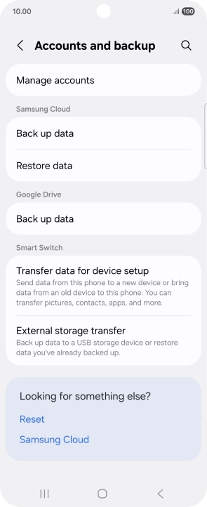 Press Manage accounts.