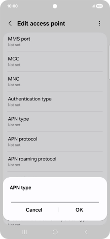 Key in default and press OK.