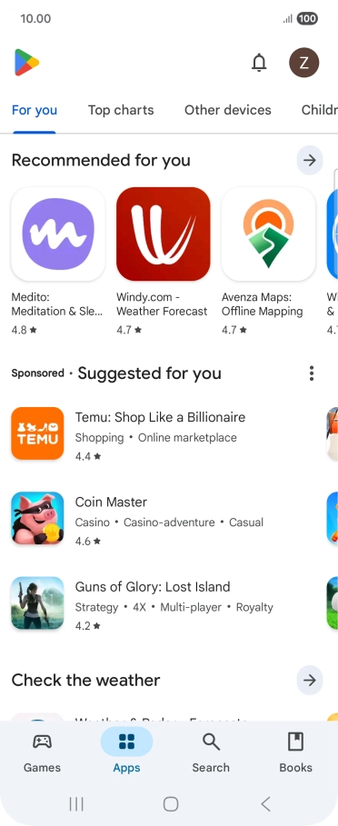 Press the profile icon.