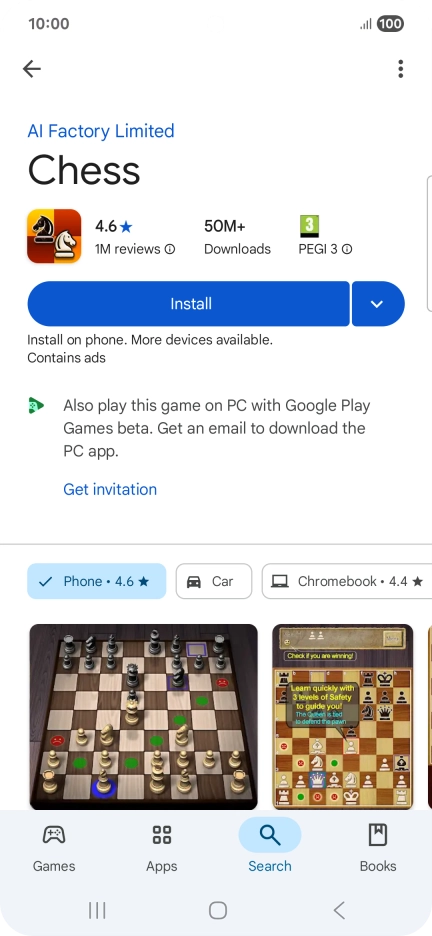 Press Install and follow the instructions on the screen to install the app.