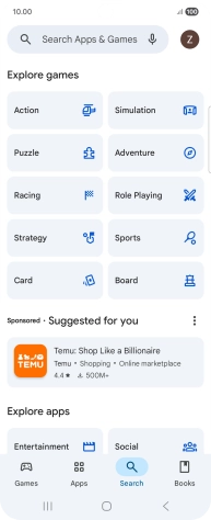 Press the search field.