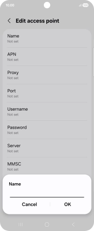 Key in Vodafone Internet and press OK.