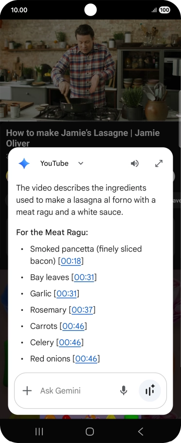 The answer from Gemini to your question is displayed.