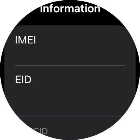 Your smartwatch's EID number is displayed below EID.