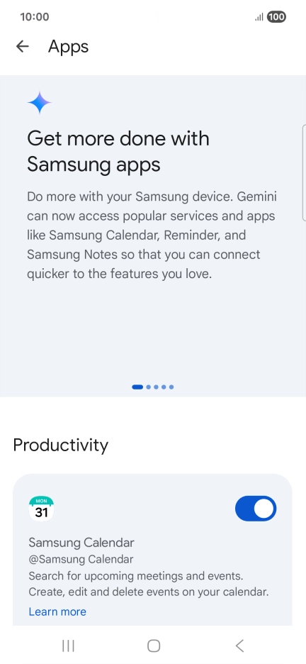 Press the indicator next to the required extension to turn on the function.