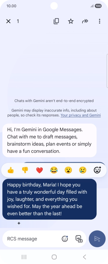 Press and hold the text suggestion from Gemini. Follow the instructions on the screen to use the text suggestion.