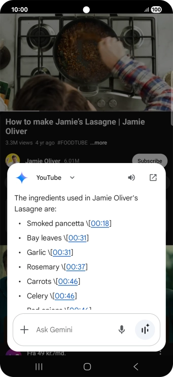 The answer from Gemini to your question is displayed.