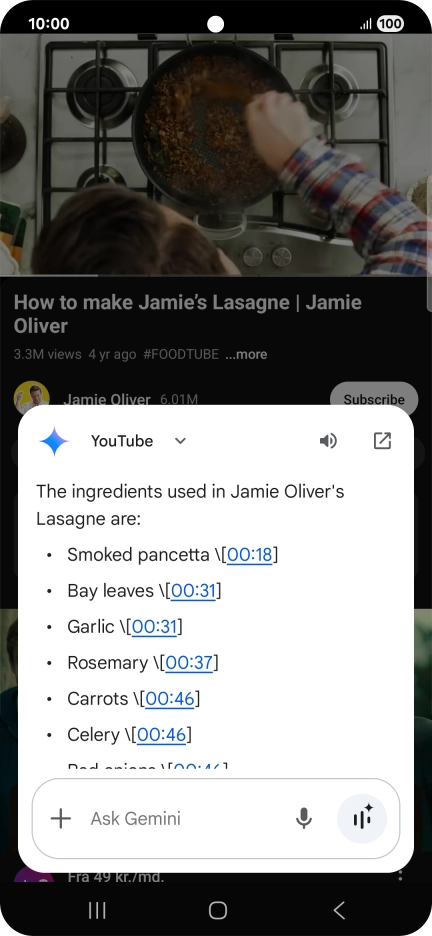 The answer from Gemini to your question is displayed.